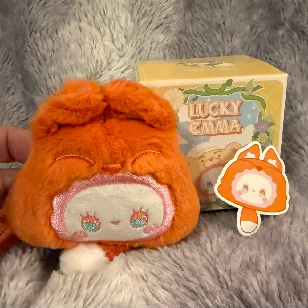 Lucky Emma Rua Rua Zoo Series Plush Keychain Open Box Fox